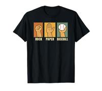 Funny Rock Paper Scissors Baseball Retro Humor Design Maglietta