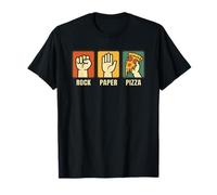 Funny Rock Paper Scissors Pizza Retro Humor Design Maglietta