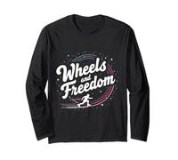 Funny Roller Skating Citazione Gift Wheels And Freedom Maglia a Manica