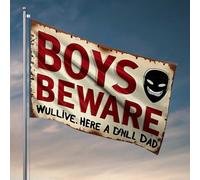 Funny Room Decor Boys Beware: The Drill Dad Is Here! Bandiere per uomo grotta bandiere invernali da giardino (30 x 45 cm)