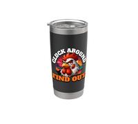 Funny Rooster Design Cluck Around And Find Out Bicchiere termico in acciaio inox doppia parete