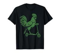 Funny Rooster Riding Scooter Farm Animal Humor Maglietta