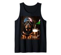 Funny Rottweiler Drinking Beer Meme 4th of July American Canotta