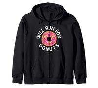 Funny Running Saying with Sweet Graphic Will Run for Donuts Felpa con Cappuccio