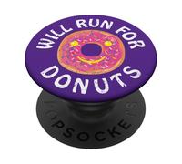 Funny Running Saying With Sweet Graphic Will Run For Donuts PopSockets PopGrip Adesivo