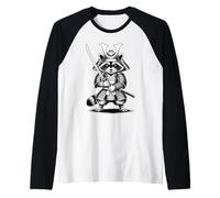 Funny Samurai Raccoon Maglia con Maniche Raglan