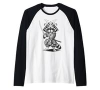 Funny Samurai Raccoon Maglia con Maniche Raglan