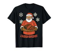 Funny Santa Brisket Sleigh BBQ Smoked Meat Holiday Humor Maglietta