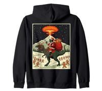 Funny Santa Cat Riding Rex Dinosaur Christmas Vintage Kids Felpa con Cappuccio