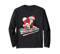 Funny Santa Clause DJ, Christmas Musician Team Santa Graphic Maglia a Manica