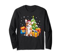 Funny Santa Corgi Dog Christmas Tree Gifts Xmas Matching Maglia a Manica