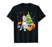 Funny Santa Dalmatian Dog Christmas Tree Gifts Xmas Matching Maglietta