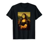 Funny Sarcasm Oil Painting Mona Lisa Take off Her Face Mask Maglietta