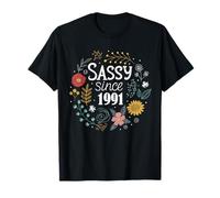 Funny Sassy Since 1991 Retro Mama Wife Sass Boho Queen Idea Maglietta