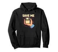 Funny Save Me Floppy Disk Retro Anni '90 Pixel Art Tech Umorismo Felpa con Cappuccio
