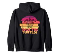 Funny Save Turtles Retro Distressed Turtle Graphic Felpa con Cappuccio