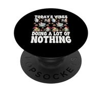 Funny Saying For Lazy Days Garden Gnome Teacher Summer Break PopSockets PopGrip Adesivo