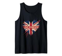 Funny Saying Live Forever Grunge UK Flag Heart Art Donne Uomini Canotta