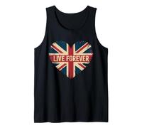 Funny Saying Live Forever Grunge UK Flag Heart Art Donne Uomini Canotta