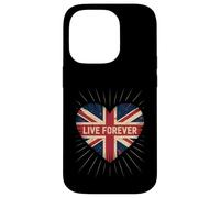 Funny Saying Live Forever Grunge UK Flag Heart Art Donne Uomini Custodia per iPhone 14 Pro