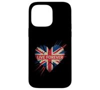 Funny Saying Live Forever Grunge UK Flag Heart Art Donne Uomini Custodia per iPhone 14 Pro Max