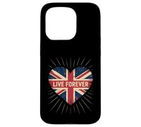 Funny Saying Live Forever Grunge UK Flag Heart Art Donne Uomini Custodia per iPhone 15 Pro