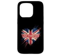 Funny Saying Live Forever Grunge UK Flag Heart Art Donne Uomini Custodia per iPhone 15 Pro