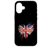 Funny Saying Live Forever Grunge UK Flag Heart Art Donne Uomini Custodia per iPhone 16