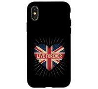 Funny Saying Live Forever Grunge UK Flag Heart Art Donne Uomini Custodia per iPhone X/XS