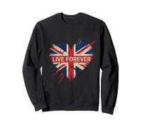 Funny Saying Live Forever Grunge UK Flag Heart Art Donne Uomini Felpa