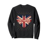 Funny Saying Live Forever Grunge UK Flag Heart Art Donne Uomini Felpa