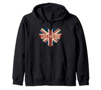 Funny Saying Live Forever Grunge UK Flag Heart Art Donne Uomini Felpa con Cappuccio