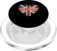 Funny Saying Live Forever Grunge UK Flag Heart Art Donne Uomini PopSockets PopGrip per MagSafe