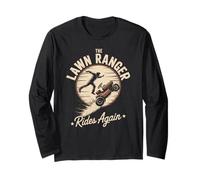 Funny Saying The Lawn Ranger Rides Again Mower Donne Uomini Maglia a Manica