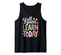 Funny Saying Y'All Going Learn Today Leopard Pencil Women Canotta