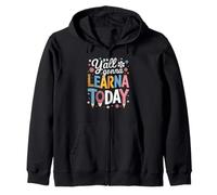 Funny Saying Y'All Going Learn Today Leopard Pencil Women Felpa con Cappuccio