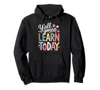 Funny Saying Y'All Going Learn Today Leopard Pencil Women Felpa con Cappuccio