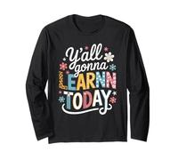 Funny Saying Y'all going Learn Today Leopard Pencil Women Maglia a Manica