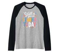 Funny Saying Y'All Going Learn Today Leopard Pencil Women Maglia con Maniche Raglan