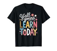 Funny Saying Y'All Going Learn Today Leopard Pencil Women Maglietta
