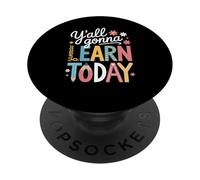 Funny Saying Y'all going Learn Today Leopard Pencil Women PopSockets PopGrip Adesivo