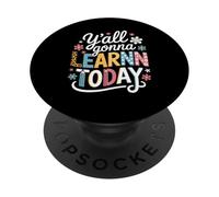 Funny Saying Y'all going Learn Today Leopard Pencil Women PopSockets PopGrip Adesivo