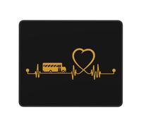 Funny School Bus Driver Love School Bus Heartbeat Tappetino Scrivania Piccolo Mouse Pad Comodo Tappetino per Mouse per Accessori Scrivania Gaming Computer 25X30Cm
