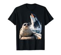 Funny Seal Aviator Occhiali da Sole Orca Balena Oceano Humor Maglietta
