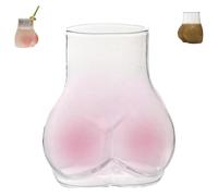 Funny Sexy Butt Glass Cup, Cocktail Shot Ass Glass, Cute Funny Body Cup, Personalized Unique Office Sexy Glass Cup, Body Shaped Glass Cup for Home Bar Party(Pink)