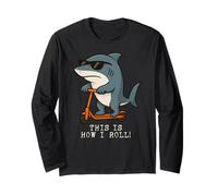 Funny Shark Scooter This Is How I Roll Ragazzi Ragazze Bambini Maglia a Manica