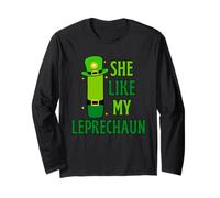 Funny She Likes My Leprechaun, He Likes My Shamrock Couples Maglia a Manica