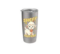 Funny Sheep Happens Retro 90s Agnello Vintage Animal Pun Art Bicchiere termico in acciaio inox doppia parete