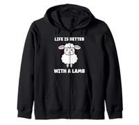 Funny Sheep Quote Life is Better with a Lamb Felpa con Cappuccio