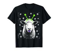 Funny Sheep with Extraterrestrial Alien Antennae Space Stars Maglietta